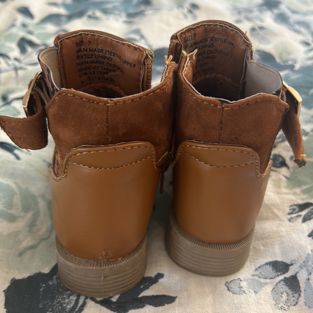 Bebe Toddler Brown Leopard Print Boots - Sz 7 - Picture 3 of 6